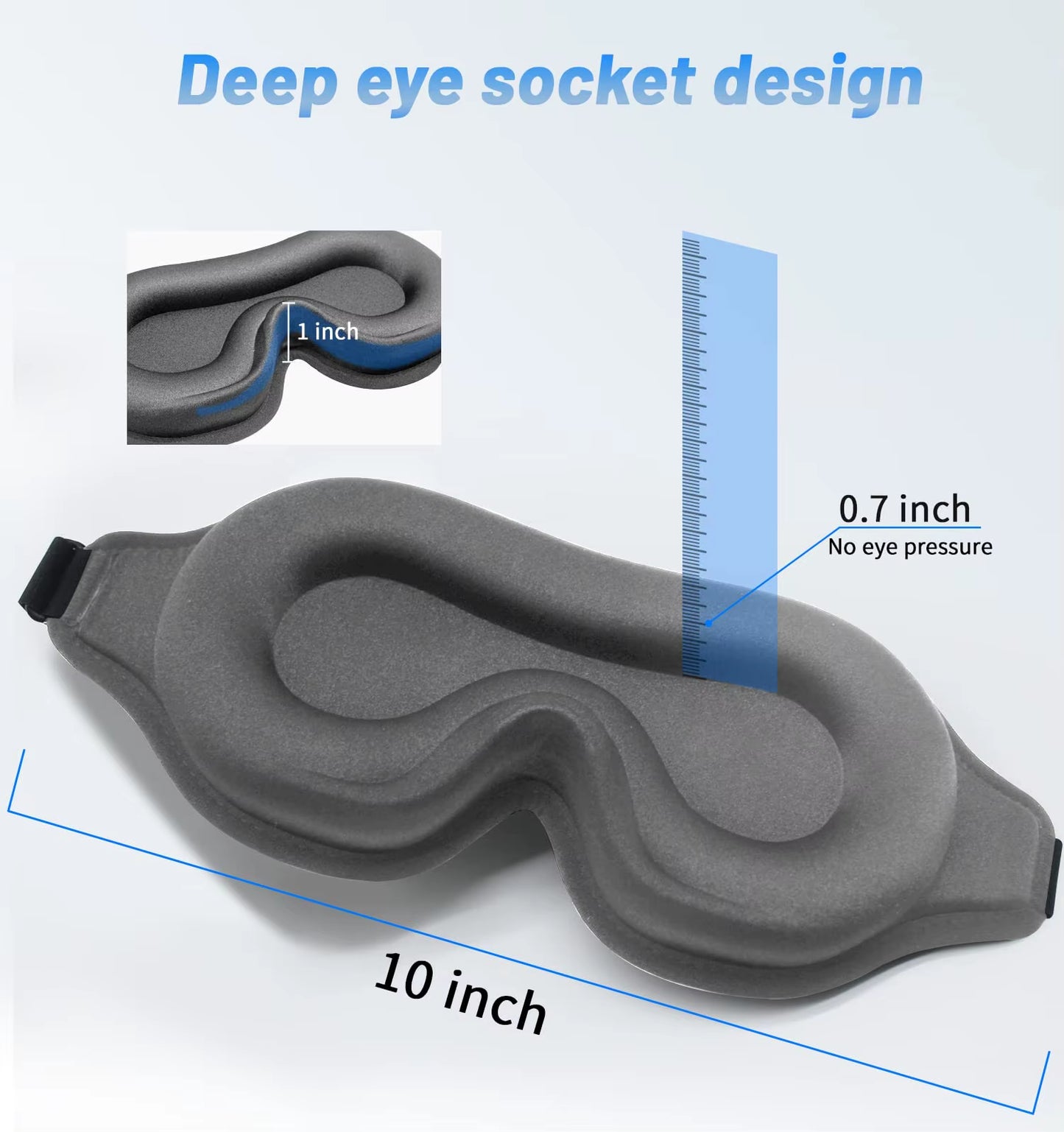 Sleep Mask 3D Deep Contoured Eye Covers for Sleeping and Traveling Complete Light Blocking Soft Breathable with Adjustable Strap