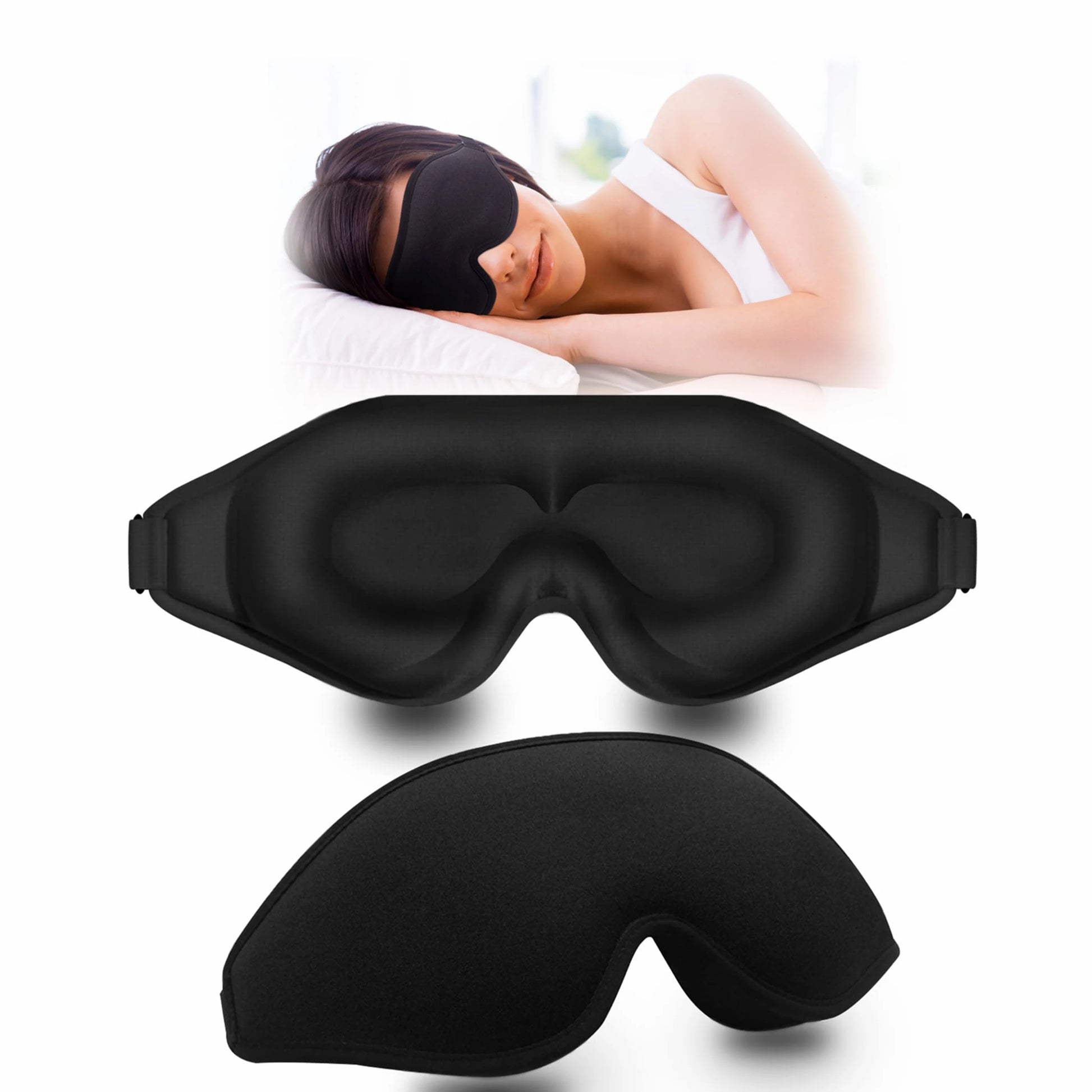 Sleep Mask 3D Deep Contoured Eye Covers for Sleeping and Traveling Complete Light Blocking Soft Breathable with Adjustable Strap